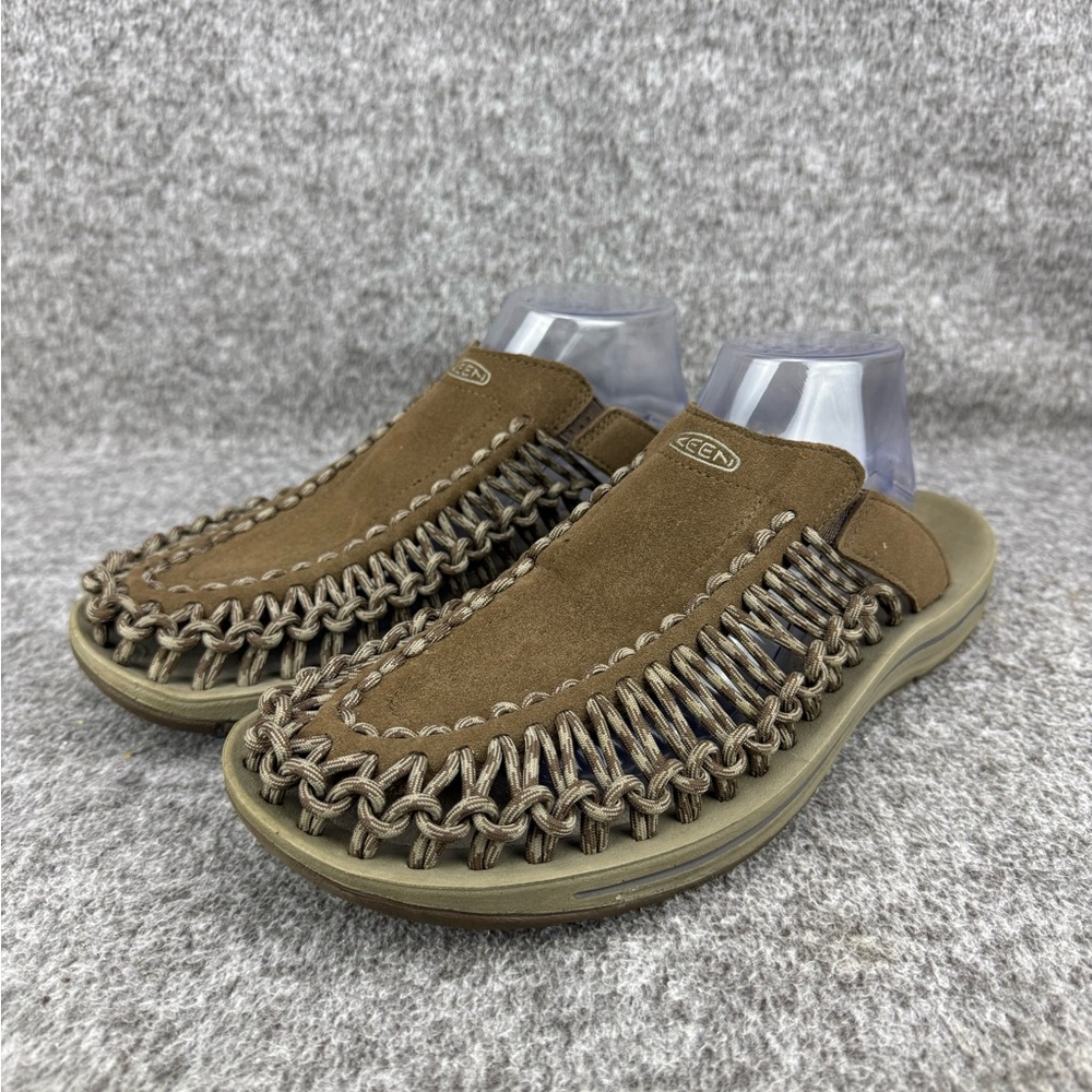Men's 11 Keen Uneek II Slides Brown Suede Woven Slip-On Sandals